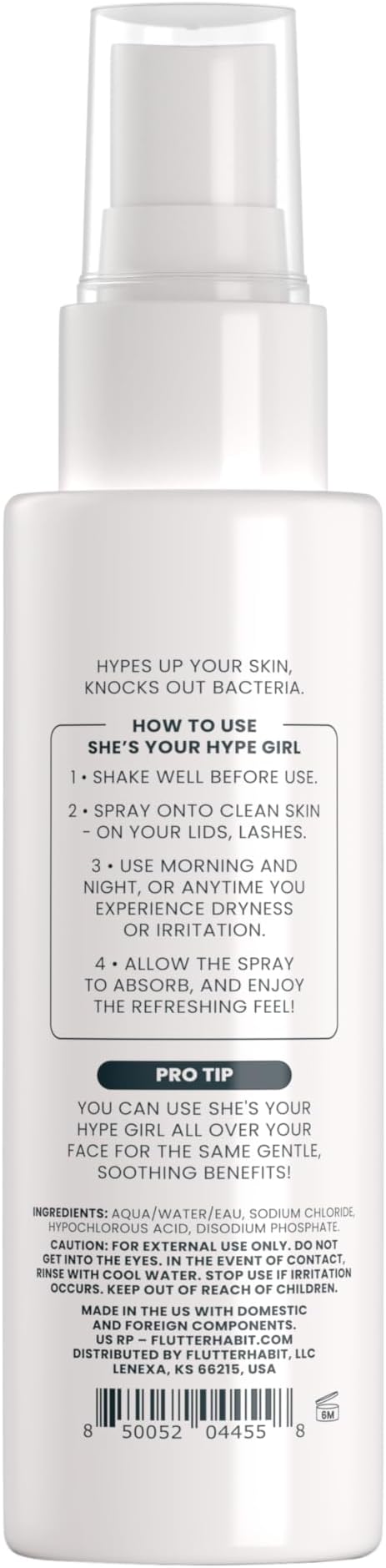 FlutterHabit Hypochlorous Acid Spray, Face Mist for Acne Prone Skin, HOCl Formula to Soothe Irritation, Refresh Complexion, Repair Damage, Balance Oil, Calm Redness, Restore Clarity (125mL)-FemmiqueWomen