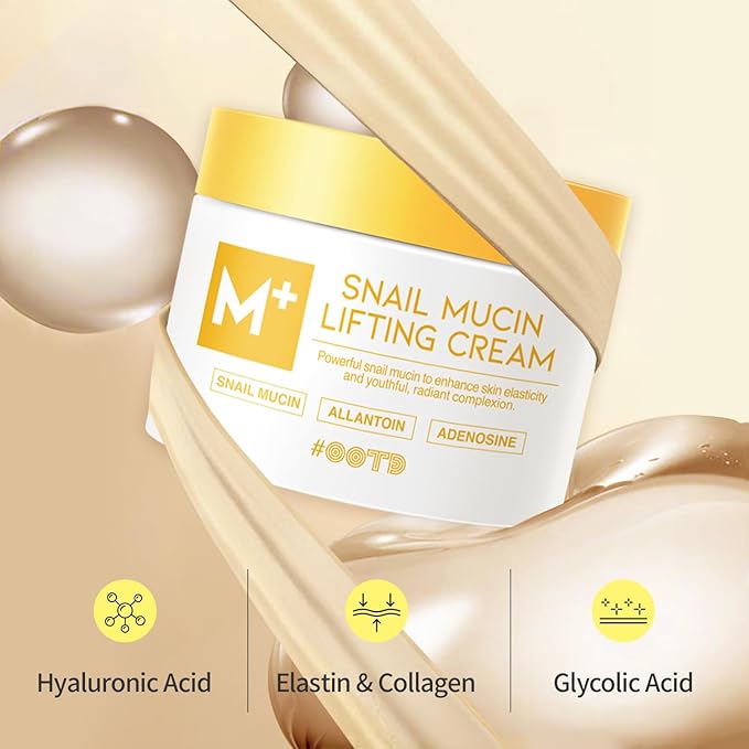 #OOTD Snail Mucin Moisturizer Cream For Face, Lifting & Deep Hydrating Ceam For Face And Neck, Anti Aging, Smoothing, Korean Skincare For Glass Skin (3.38 Fl Oz)-FemmiqueWomen