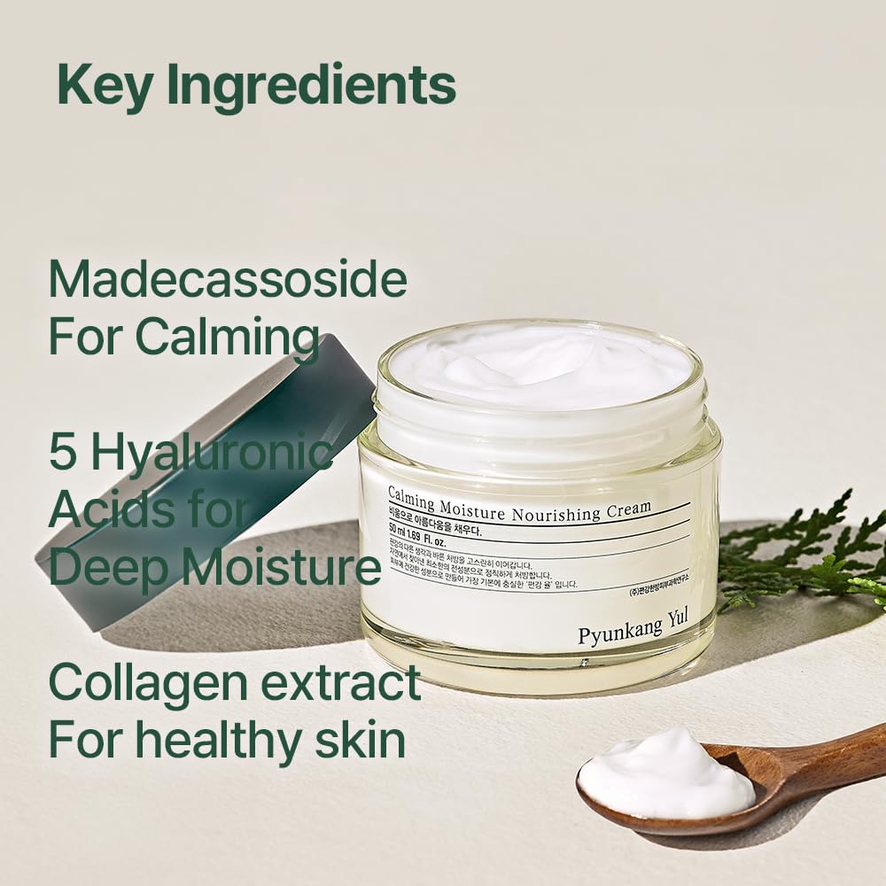 Pyunkang Yul PKY Calming Moisture Nourishing Cream Instantly Soothes Sensitive Skin, Face Moisturizer for Healthy Skin Vitality with Collagen, Vegan, Korean Skincare (1.69 Fl. Oz, 50ml)-FemmiqueWomen