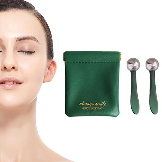 2 in 1 Roller Eyes Cream Applicator Wand and T-Shape Massager Tool for Facial Massage, Reduce Puffiness (Green-1)-FemmiqueWomen