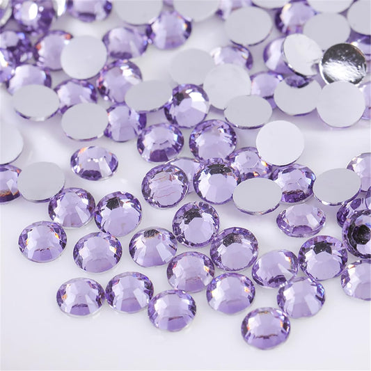 1000 Pieces SS20 5mm Flatback Rhinestones Clear Glass Round Gems Crystals for Nail Art DIY Crafts Clothes Shoes Bags （Light Purple）-FemmiqueWomen