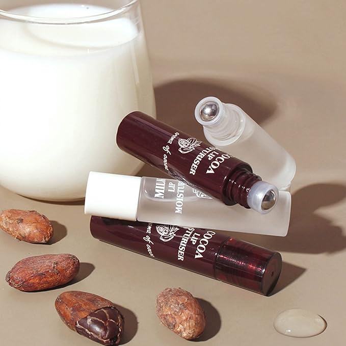 2pcs Lip Balm, Cocoa Bean Lip Oil, Milk Lip Oil, Hydrating Nourishing Roll On Lip Gloss Roll On Design Overlay Different Aroma-FemmiqueWomen
