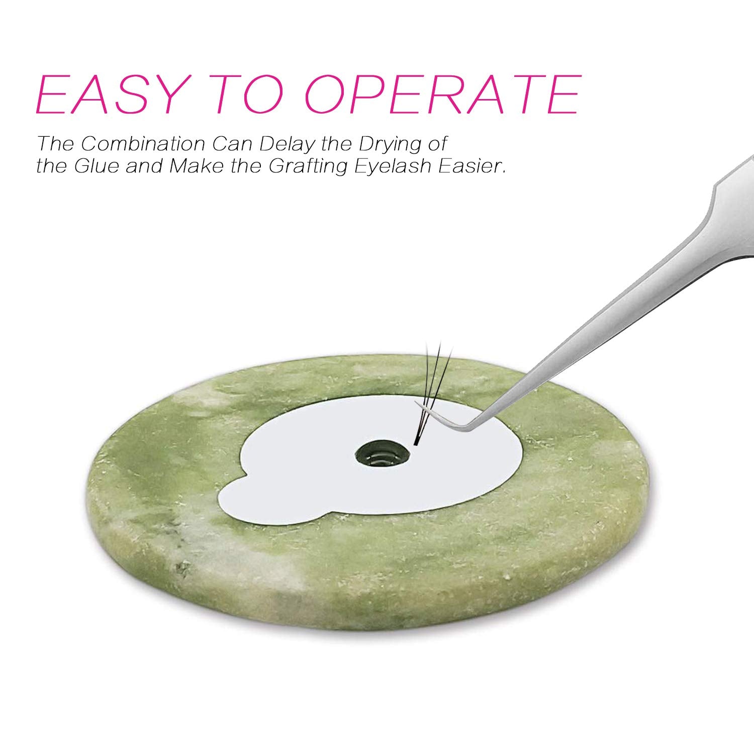 200 Pcs Eyelash Extension Adhesive Glue Pallet Sticker Pads, Disposable Waterproof Adhesive Holder Pad and 1 Pcs Eyelash Extension Jade Stone-FemmiqueWomen