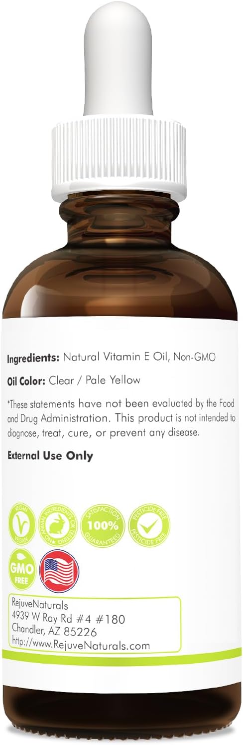 Vitamin E Oil - 100% Pure & Natural, 85,800 IU. Repair Dry, Damaged Skin from Surgery & Acne, Age Spots & Wrinkles. Boost Collagen for Moisturized, Youthful-looking Skin. d-alpha tocopherol, 2 Fl Oz-FemmiqueWomen