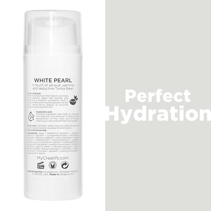 White Pearl Moisturizing Body Lotion with Coconut Butter and Hyaluronic Acid, 3.4 fl. oz.-FemmiqueWomen