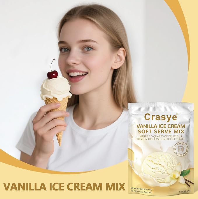 10 Ounce Ice Cream Mix Vanilla Soft Serve Mix Soft Serve Mixes Base Powder Homemade for Ice Cream Maker Machine-FemmiqueWomen