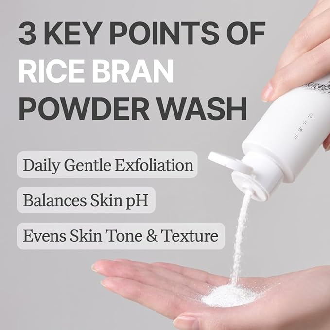 Rice Bran Powder Wash | Gentle Exfoliating Face Wash for Sensitive Skin | Vegan Enzyme Face Scrubber & Exfoliator for Sebum Control – Product of Korea | 60 g (2.1 oz)-FemmiqueWomen