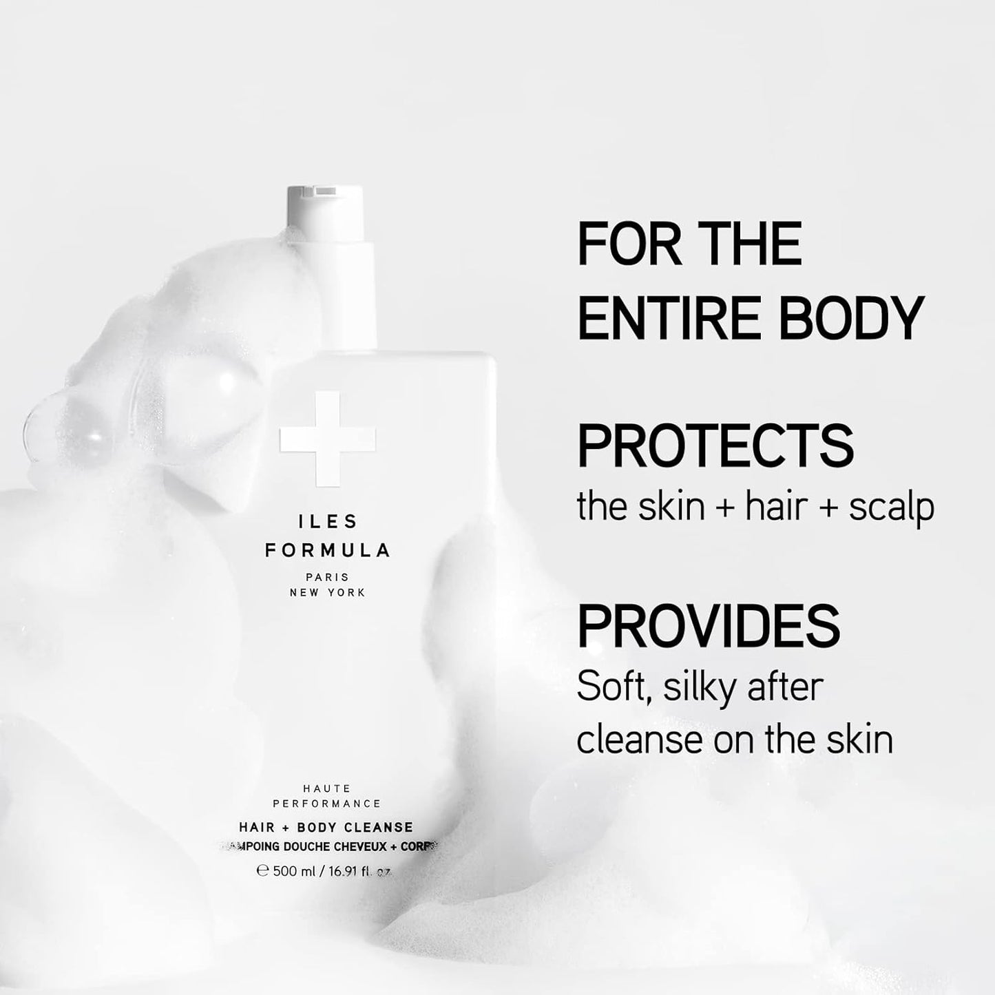 ILES FORMULA Haute Performance Hair + Body Cleanse + Natural Sponge - Gently Cleanse & Nourish Hair + Body, Sulfate, Silicone & Paraben Free, 500 ML-FemmiqueWomen