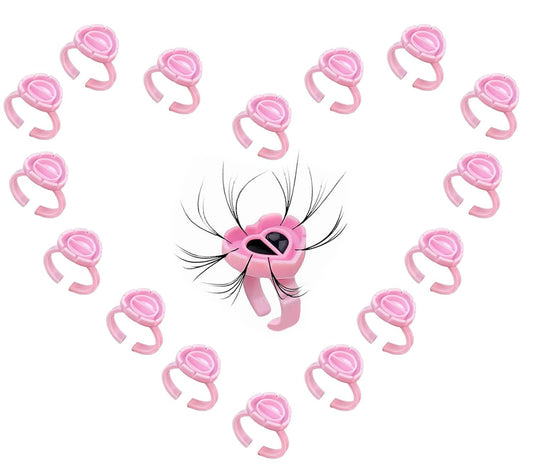 Fenshine 100 PCS Lash Glue Holder Glue Ring Cups Lash Extension Volume Lashes Quick Blossom Cups for Eyelash Extension Supply, 2 Methods of Use (Pink)-FemmiqueWomen
