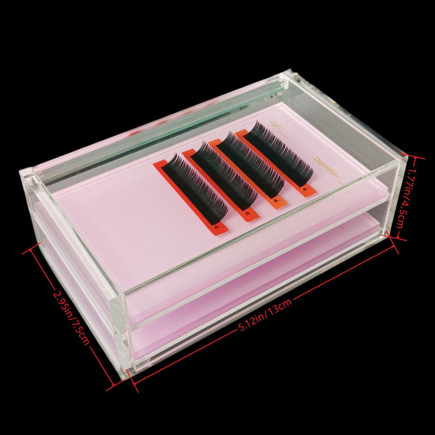 Two Layers Eyelash Grafting Pallet with Cover, Dust-proof Acrylic Lash Tile holder, Eyelash Extensions Storage Gasket Pads 2 Tiers for Beginners Beauty Artist Salon (Pink)-FemmiqueWomen