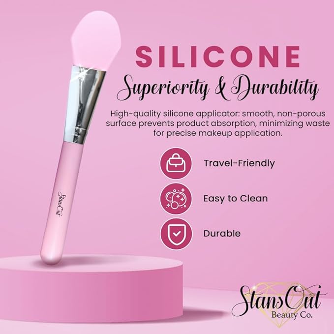 StansOut Foundation Applicator - Liquid Foundation Brush, for Cream or Powder - Easy to Clean - Travel-Friendly, Durable - Ideal for Professional Makeup Results - Pointed Shape, Smooth Silicone Edge-FemmiqueWomen