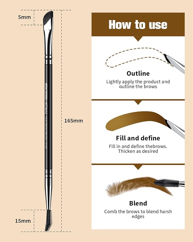 EIGSHOW Dual-Ended Precision Eyebrow Brush and Comb for Eyeliner Lining, Sculpting Brows, Professional Eye Makeup Tools (D109)-FemmiqueWomen