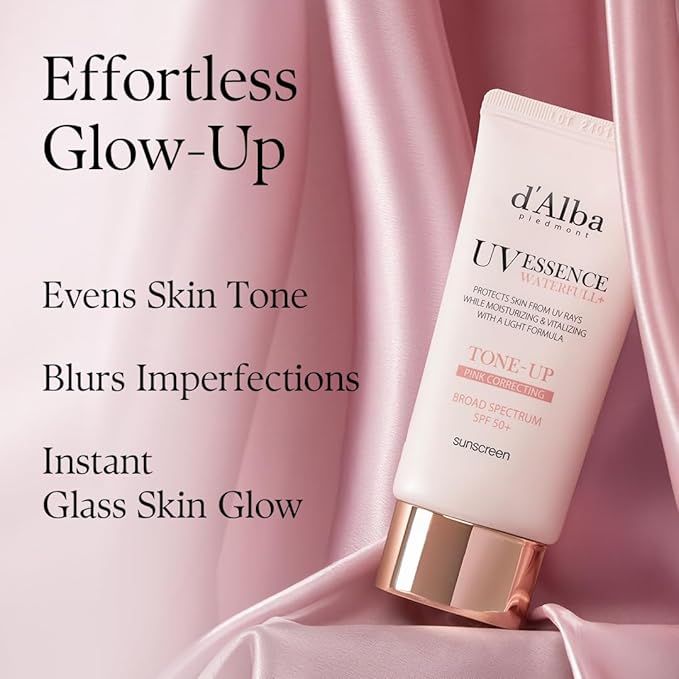 d'alba Piedmont Waterfull Tone-Up Sunscreen Serum BROAD SPECTRUM SPF 50 + Korean Sunscreen for Face, All Skin Tones, Sweat Proof Formula (1.69 fl.oz.)-FemmiqueWomen