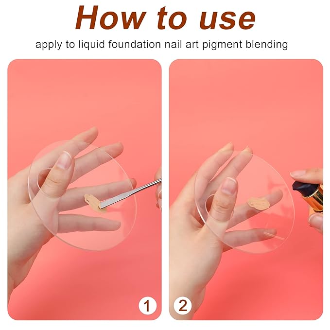 2PCS Acrylic Cosmetic Palette with 2PCS Spatula Tool,Makeup Palette Mixing Tray Apply for Foundation Eye Shadow Lipsticks Nail Art Professional Pigment Blending(Round)-FemmiqueWomen