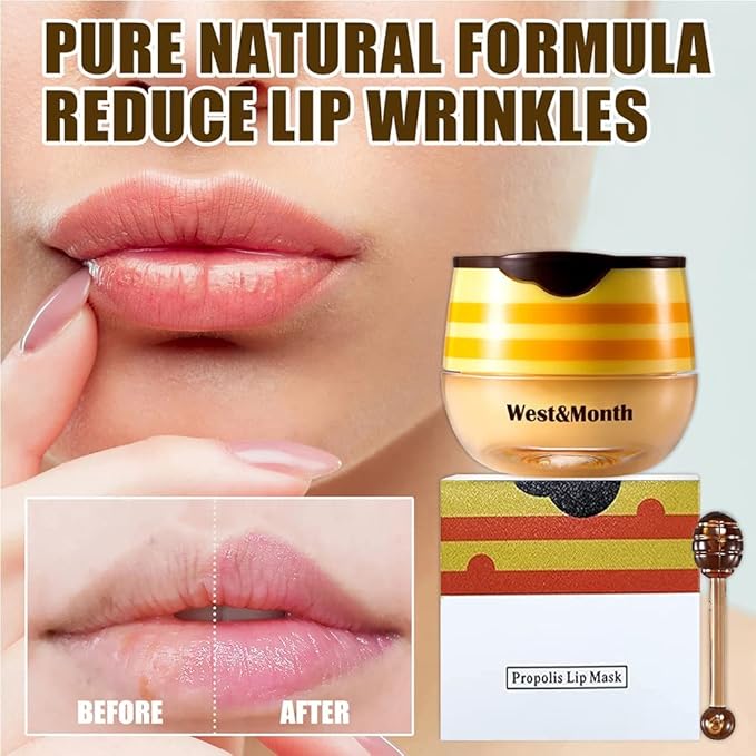 2PCS Bee Balm Lip Balm Honey Pot & Strawberry Sleeping Lip Mask, Propolis Moisturizing Honey Lip Mask Lip Balm, Hydrating & Prevention Dry and Cracked Lip Scrubs Exfoliator, Winter Lip Care Products-FemmiqueWomen