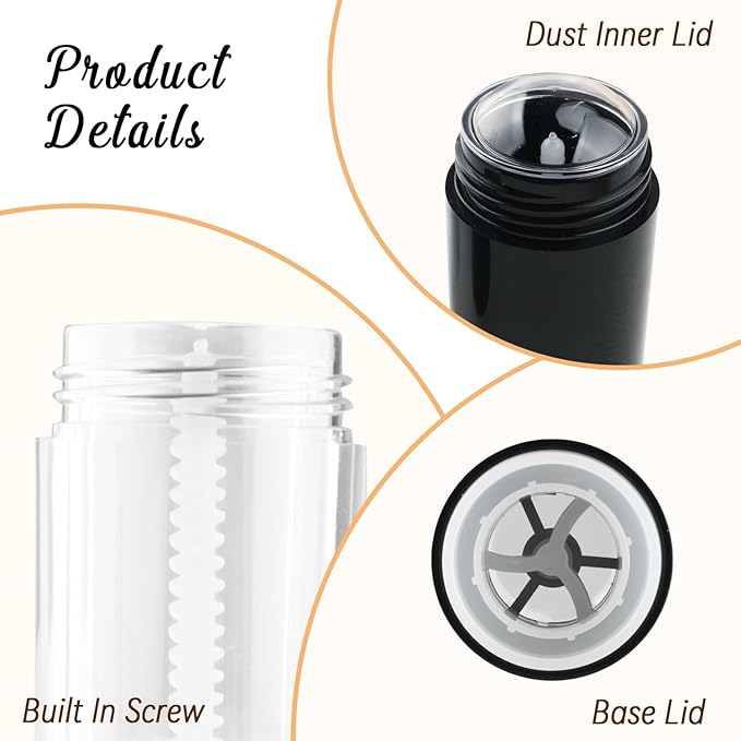 12 Pieces 15g Black Plastic Deodorant Containers,Empty 1/2 oz Travel Lip Balm Tubes,Refillable Twist-UP Solid Perfume Tubes,Lipstick Tubes for DIY-FemmiqueWomen