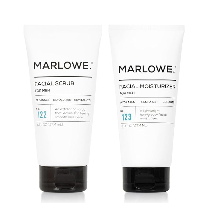 MARLOWE. Skin Care Set, No. 122 Facial Scrub 6 oz & No. 123 Facial Moisturizer 6 oz with Natural Extracts & Antioxidants, Cleanses, Exfoliates, Hydrates & Soothes-FemmiqueWomen
