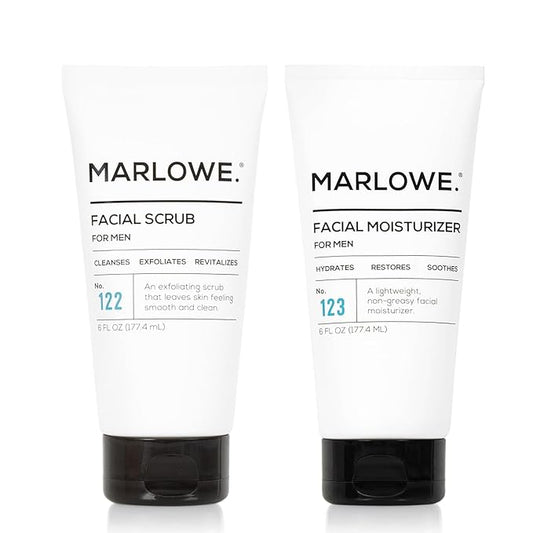 MARLOWE. Skin Care Set, No. 122 Facial Scrub 6 oz & No. 123 Facial Moisturizer 6 oz with Natural Extracts & Antioxidants, Cleanses, Exfoliates, Hydrates & Soothes-FemmiqueWomen