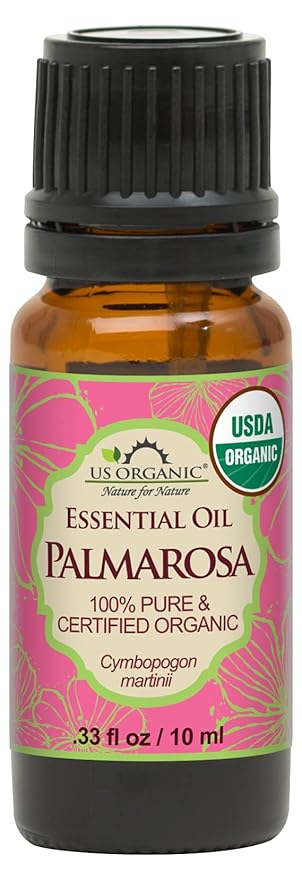 US Organic Palmarosa Essential Oil, USDA Certified Organic 100% Pure, Steam Distilled, Sourced from India (10 ml)-FemmiqueWomen