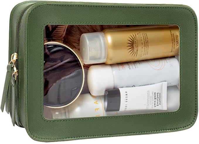 Clear Makeup Bag Small, TSA Approved Portable Toiletry Bag with Zipper Cosmetic Travel Bag Makeup Organizer Case Mini Makeup Pouch for Purse Car Organizer Bag for Women Men-FemmiqueWomen