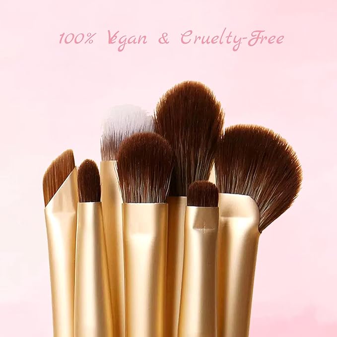 Eyeshadow Makeup Brushes Set with Case 7 PCS Soft Synthetic Hairs Eye Makeup Brushes for Blending Eyebrow Eyeliner Eyeshadow （White）-FemmiqueWomen