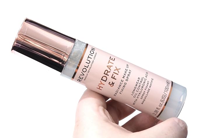 Makeup Revolution Hydrate & Fix Fixing Spray, Infused with Hyaluronic Acid, Matte Finish, Vegan & Cruelty-Free, 3.38 Fl Oz-FemmiqueWomen