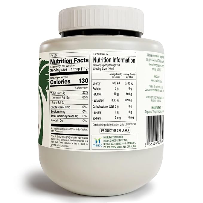 "Parachute Naturalz Organic Virgin Coconut Oil | Cooking Oil, Hair Oil, Body Oil & Oil Pulling | Cold Pressed | Unbleached | Unrefined | Non-Hydrogenated | MCT Oil | USDA Certified | 32 Fl. Oz | Plastic Jar"