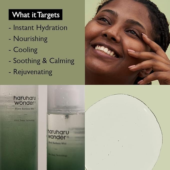 haruharu Wonder Black Bamboo Mist, 2.7 fl.oz. Hydrating and Firming Skin, Black Rice, Panax Ginseng for Clean and Smooth Skin Surface, Korean Skincare, Vegan, Cruelty Free-FemmiqueWomen