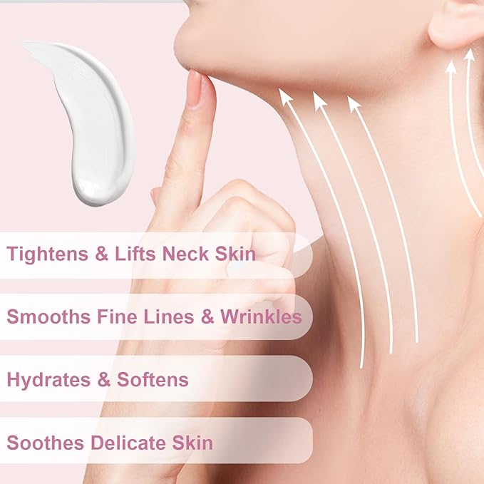 Neck Firming Cream with Gua Sha Tool, Neck Tightening Cream for Crepey Skin, Moisturizing and Lifting Neck Cream for Fine Lines and Sagging Skin 50g-FemmiqueWomen