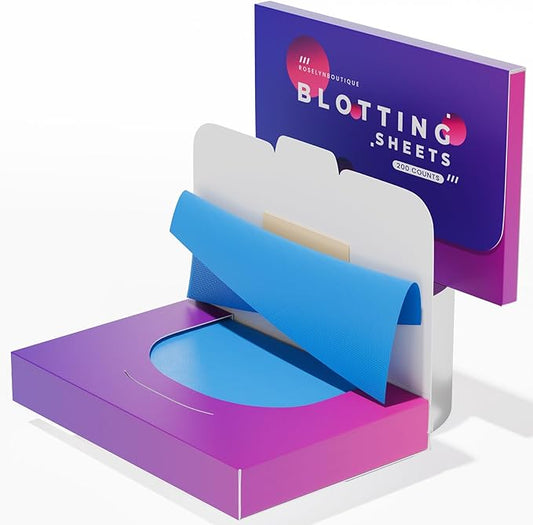 ROSELYNBOUTIQUE Oil Blotting Sheets for Face - 200 Organic Premium Flexible Silky Blotting Sheets Instant Oil-Absorbing Remove Excess Oil & Shine Oil Control Films-FemmiqueWomen