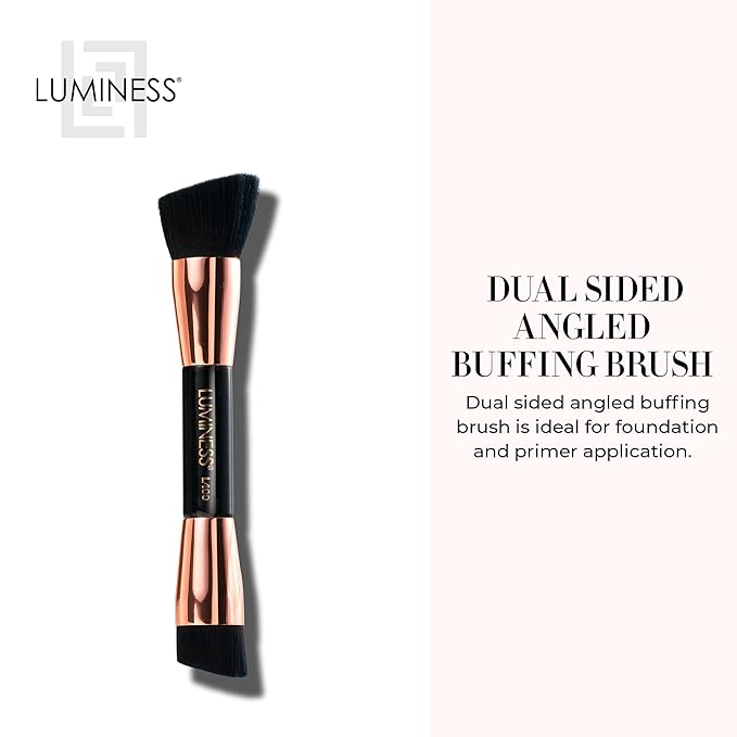 LUMINESS Dual-Sided Angled Buffing Brush - Cruelty-Free Synthetic Bristles Ideal for Foundation & Primer - Soft Fibers Gives Silky Touch on Skin & Creates Flawless Base with Perfect Finish-FemmiqueWomen