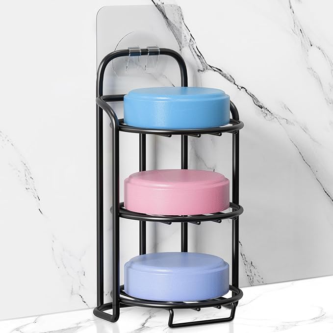 3-Tier Shower Soap Shampoo Bar Holder, Self Adhesive & Freestanding Draining Bathroom Soap Dish Caddy for Bathroom Wall Accesories Decor-FemmiqueWomen