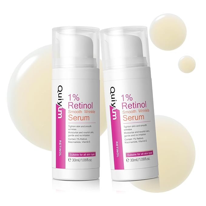 1% Retinol Serum for Face, Facial Serums for Anti Aging with Retinol, Niacinamide & Vitamin E for Fine Lines, Wrinkles & Dark Spots, Daily Skincare to Smooth & Firm Skin, 1.06 fl. oz, Pack of 2-FemmiqueWomen