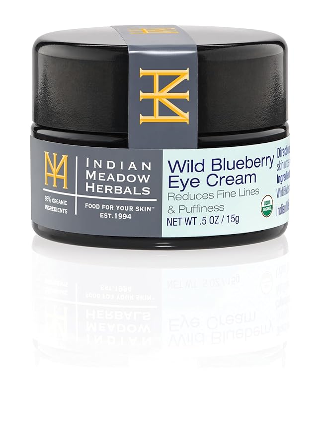 Indian Meadow Herbals Wild Blueberry Eye Cream (.5oz) - Under Eye Cream for Puffy Eyes & Fine Lines – Anti-Aging Eye Care w/Organic Herbs, Oils-FemmiqueWomen