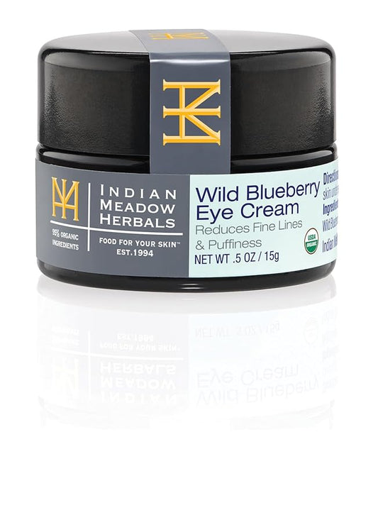 Indian Meadow Herbals Wild Blueberry Eye Cream (.5oz) - Under Eye Cream for Puffy Eyes & Fine Lines – Anti-Aging Eye Care w/Organic Herbs, Oils-FemmiqueWomen