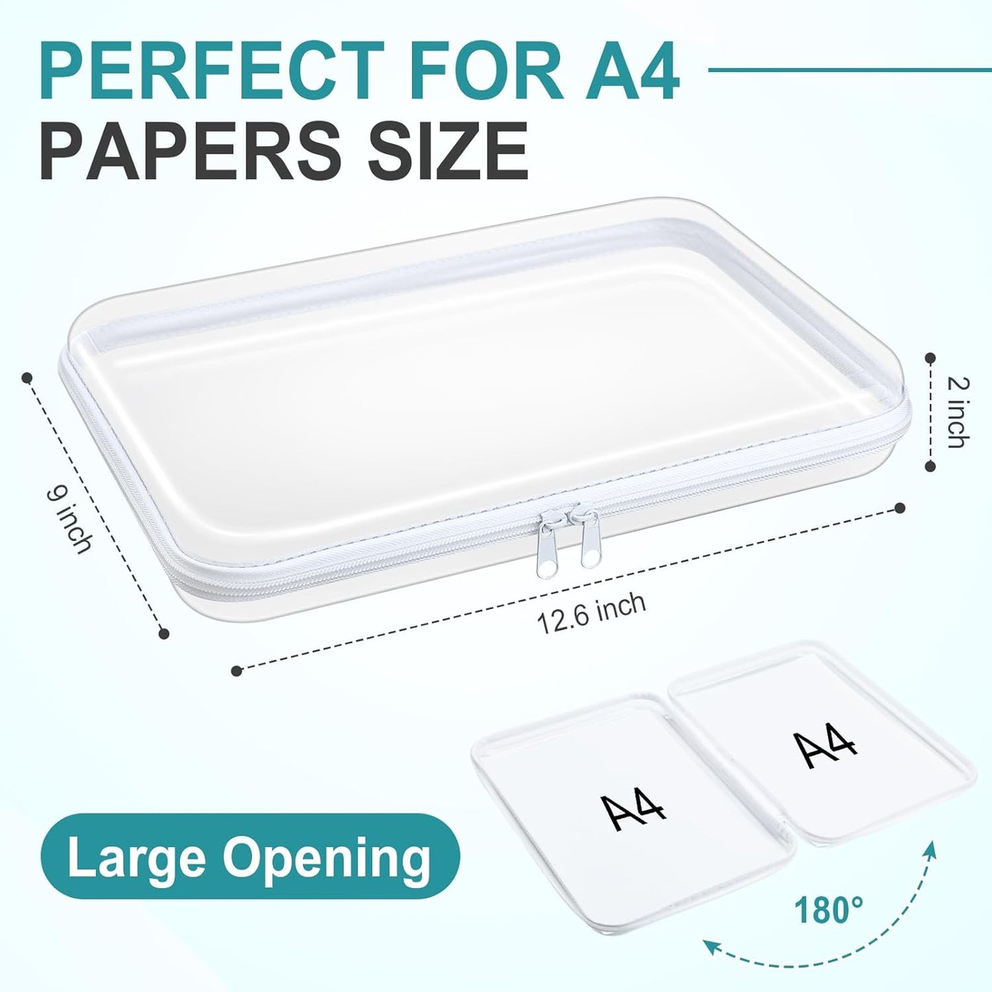 Sanwuta 6 Pcs Clear Hard Zipper Case Pencil Pouches Hard Plastic Zipper Pouches Makeup Bag Transparent Cases for Snacks Plastic Storage Organizer Box for Travel(White,12.6 x 9 x 2 Inch)-FemmiqueWomen