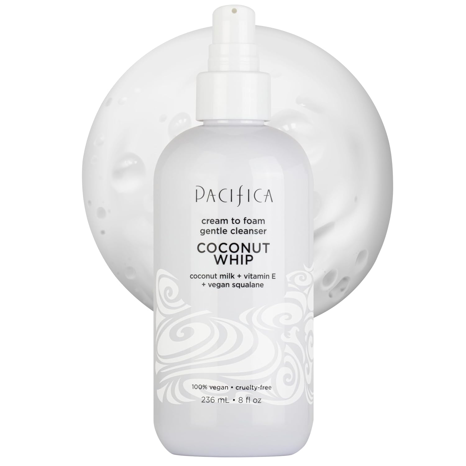 Pacifica Coconut Whip Cream to Foam Face Wash - Gentle Hydrating Facial Cleanser for Dry & Sensitive Skin, Moisturizing Daily Face Wash, Non-Comedogenic Vegan & Cruelty-Free, Dermatologist Tested 8oz-FemmiqueWomen