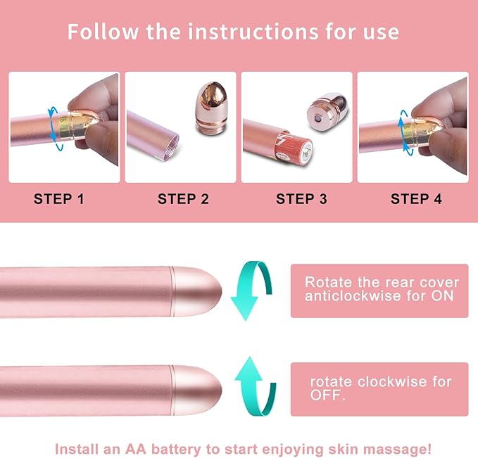 2 Pack T Shape Face Massager Beauty Bar Golden & Pink Facial Massager, Portable Electric Vibration Face Neck Body Massager for Firming Lifting Anti Aging Skin Tightening Wrinkle Reducing-FemmiqueWomen