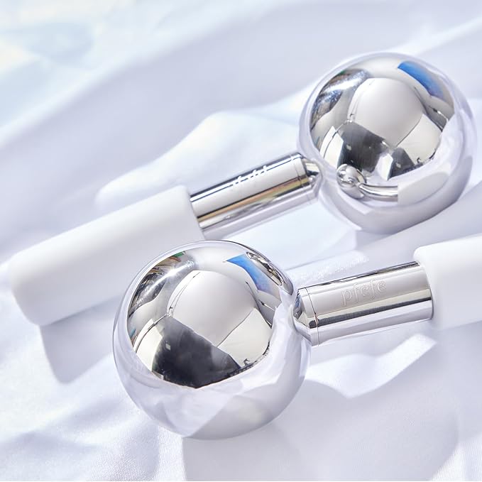 360 Rotating Ice Globes for Face & Eyes, Unbreakable Stainless Steel Cryo Sticks for Beauty Routines, Facials Cold Roller Colling Globes for Puffiness, Wrinkles, Dark Circles, Headaches-FemmiqueWomen