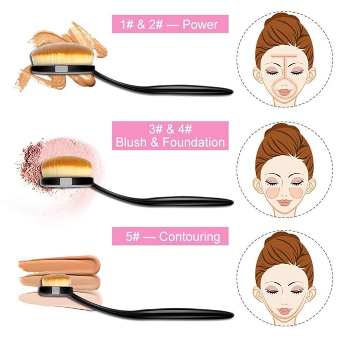 2 Sets Yoseng Oval Makeup Brushes 10 Fashionable Super Soft Professional Oval Toothbrush Foundation Contour Powder Blush Blending Brush Cosmetic Brushes Tool Set ink with Box Black（2 Pack）-FemmiqueWomen