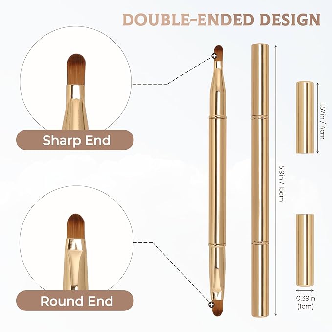 Unaone 2 Pack Lip Brush for Lipstick, Dual-Ended Lip Makeup Brush with Lid, Lipstick Brush for Lip Gloss-FemmiqueWomen