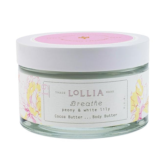 LOLLIA Breathe Body Butter, 5.5 oz. - Peony & White Lily Fragrance - Shea Butter & Cocoa Butter, Body Lotion for Women, Hydrating & Smooth Body Moisturizer-FemmiqueWomen