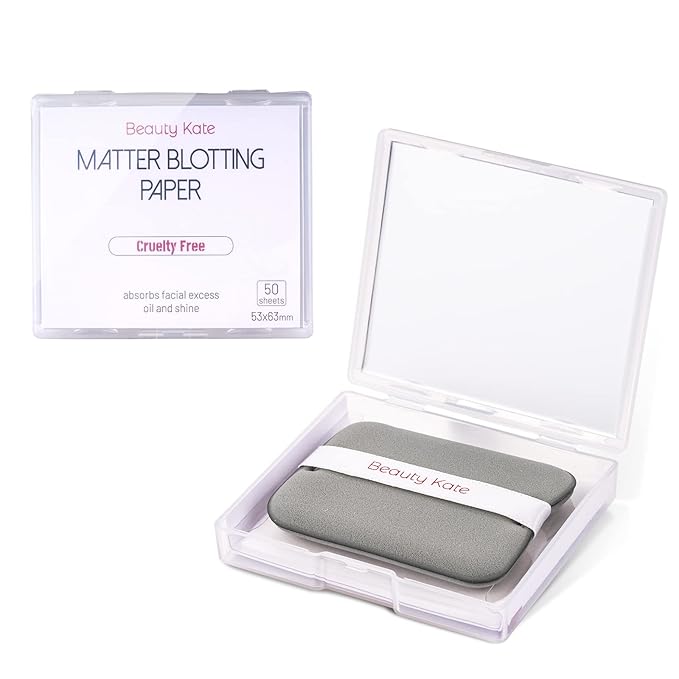 2 Pack Matter Blotting Paper for Oily Skin Total 100 Sheets with Mirror Case and Makeup Puff - Easy Dispensing Oil Blotting Sheets for Face,Makeup Friendly Oil Absorbing Sheets-FemmiqueWomen