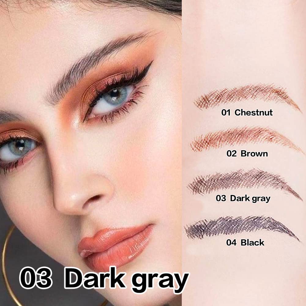 2 Pcs/Set Eyebrow Ink Pencil by Brow Stylist -Micro 4 Point Brow Pen Lift & Snatch Eyebrow Pen Kits with 3 Eyebrow Stencil Long-Lasting Waterproof Natural Eyebrow Hair (3# dark grey)-FemmiqueWomen