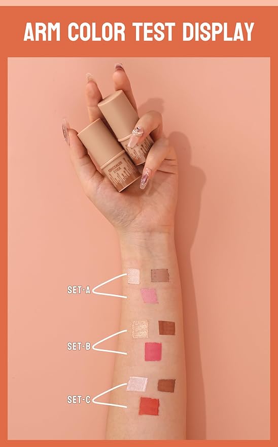 3Pcs Contour Stick Set，3 Colors Contour Stick Makeup Set， Long-Lasting Waterproof Concealer Stick Kit，Cream Blush & Highlighter Bronzer Pen (SET-B)-FemmiqueWomen