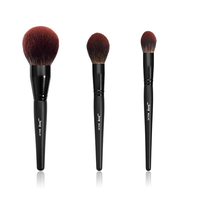 Jessup Large Face Makeup Brushes 3pcs, Premium Synthetic Powder Contour Highlighter Brush, Phantom Black T274-FemmiqueWomen