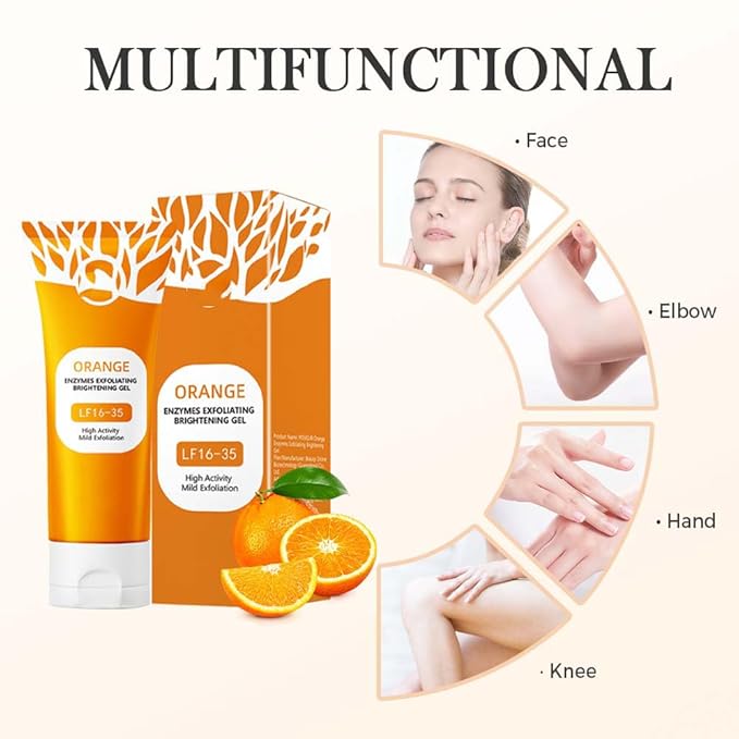 2025 New Orange Exfoliating Gel for Face and Body, Oranges Enzymes Exfoliating Gels Remove Blackheads Moisturize Skin, Upgrade Exfoliatings Cleansing Gel Scrub Clean Pores (Orange X2, One Size)-FemmiqueWomen