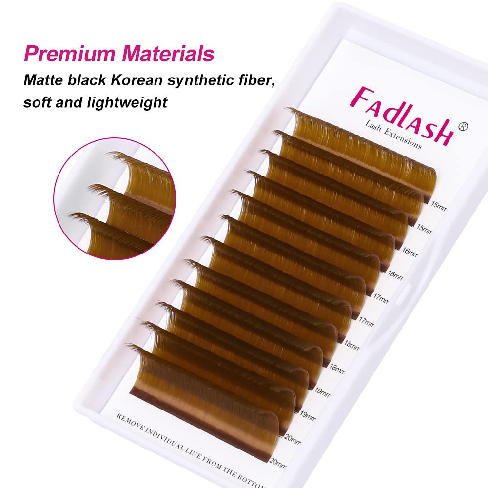 FADLASH Easy Fan Volume Lashes 0.07 D Curl Lash Extensions 8-14mm Mixed Tray Brown Color Easy Fan Lashes Blooming Eyelash Extension Volume (Blond 0.07-D, 8-14mm)-FemmiqueWomen