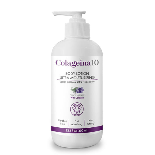 Colageina 10 Ultra Moisturizing Body Lotion (12 fl oz) - French Lavender - Non Greasy, Fast Absorbing, Anti-Aging, Daily Lotion Powered by Hydrolyzed Collagen-FemmiqueWomen