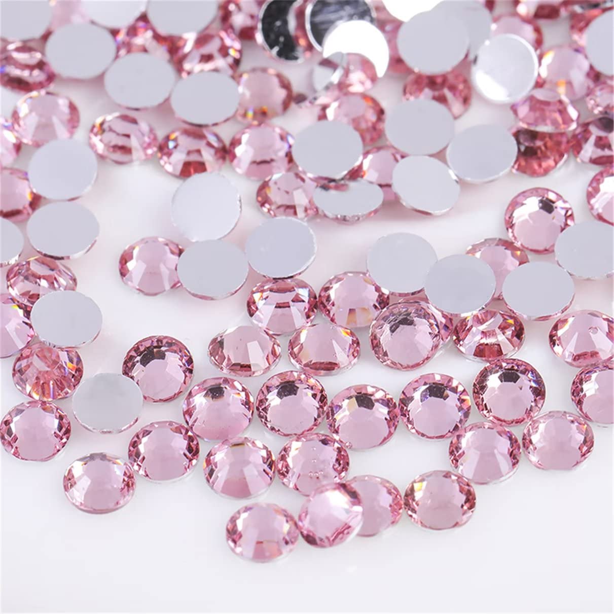1000 Pieces SS20 5mm Flatback Rhinestones Clear Glass Round Gems Crystals for Nail Art DIY Crafts Clothes Shoes Bags （Light Pink）-FemmiqueWomen